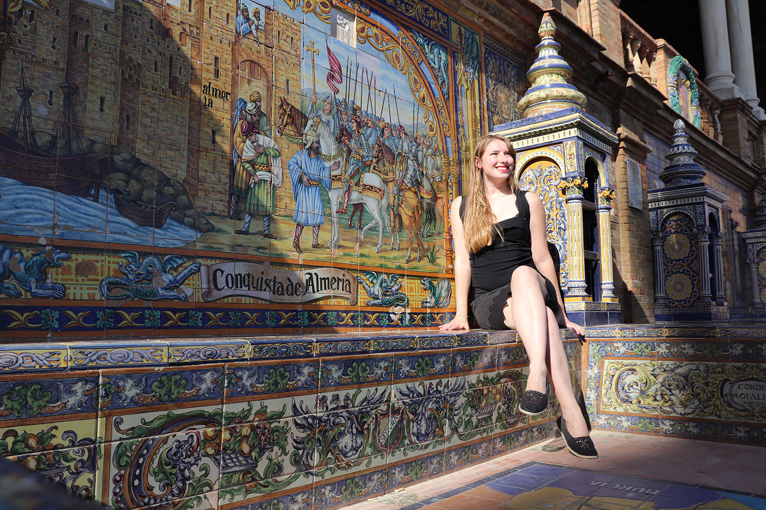 Me in one of the alcoves, Plaza de Espana, Seville