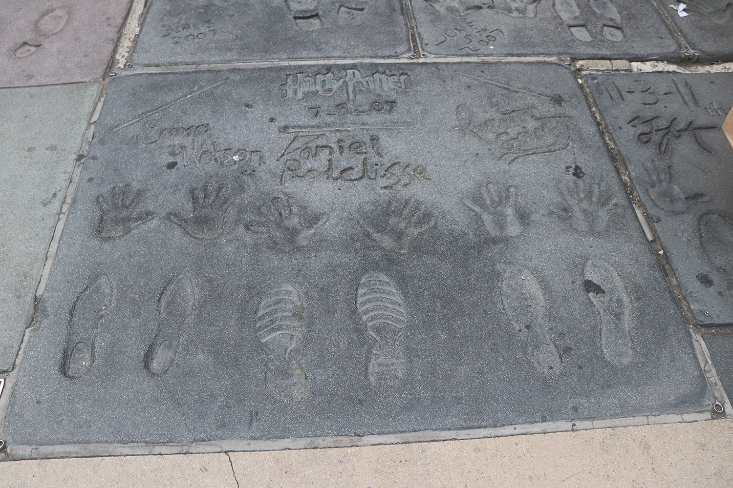 Harry Potter Golden Trio Concrete Handprints, Los Angeles, California